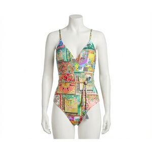 NEW JOHNNY WAS fleur braided one piece wrap swimsuit in multi